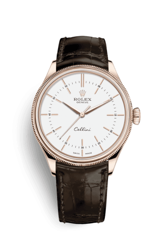 Rolex Cellini Time Everose / White / Alligator Brown