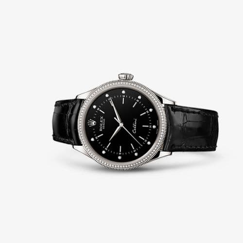Rolex Cellini Time White Gold / Diamond / Black