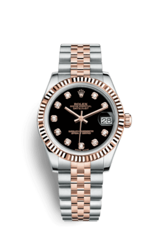 Rolex Datejust 31 Rolesor Everose Fluted / Jubilee / Black Diamond
