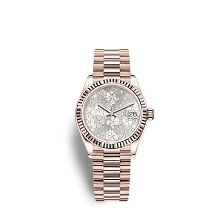 Rolex Datejust 31 Rose Gold - Fluted / Silver - Floral / President