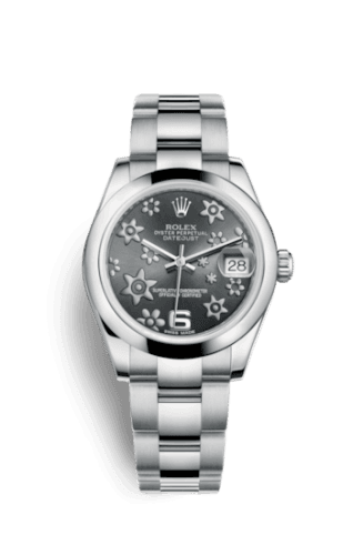 Rolex Datejust 31 Stainless Steel Domed / Oyster / Dark Rhodium Floral