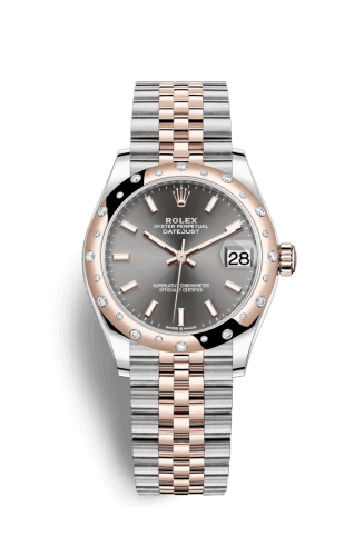 Rolex Datejust 31 Stainless Steel/ Rose Gold / Domed - Diamond / Grey / Jubilee