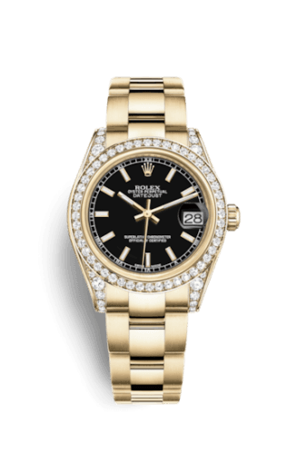Rolex Datejust 31 Yellow Gold Diamond / Oyster / Black