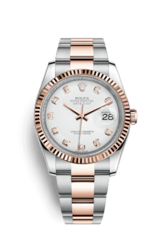 Rolex Datejust 36 Rolesor Everose Fluted / Oyster / White Diamonds