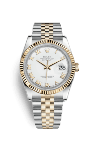 Rolex Datejust 36 Rolesor Yellow Fluted / Jubilee / White Roman
