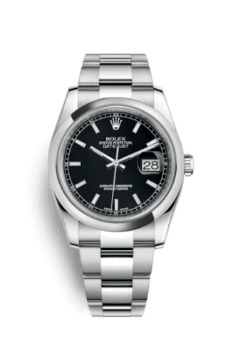Rolex Datejust 36 Stainless Steel Domed / Oyster / Black