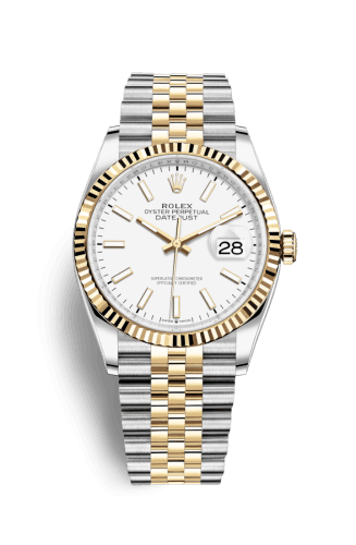Rolex Datejust 36 Stainless Steel / Yellow Gold / Fluted / White / Jubilee