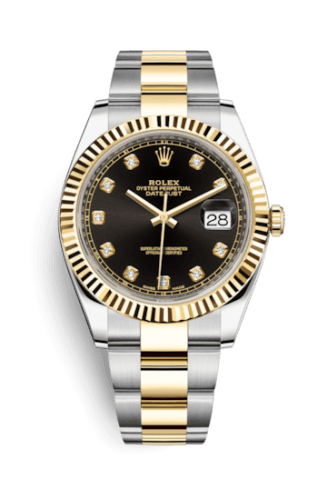 Rolex Datejust 41 Rolesor Yellow Fluted / Oyster / Black - Diamond