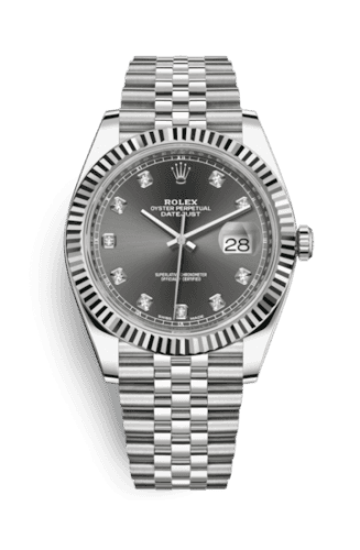 Rolex Datejust 41 Stainless Steel Fluted / Jubilee / Dark Rhodium - Diamond