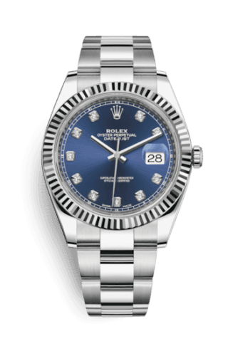 Rolex Datejust 41 Stainless Steel Fluted / Oyster / Blue - Diamond