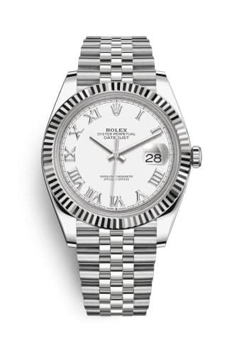 Rolex Datejust 41 Stainless Steel Fluted / White - Roman / Jubilee