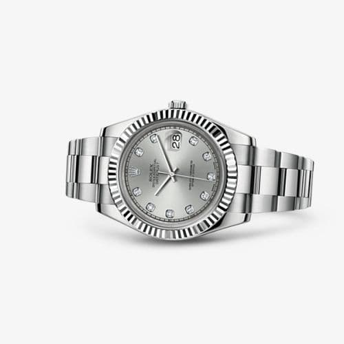 Rolex Datejust II Fluted Silver Diamonds