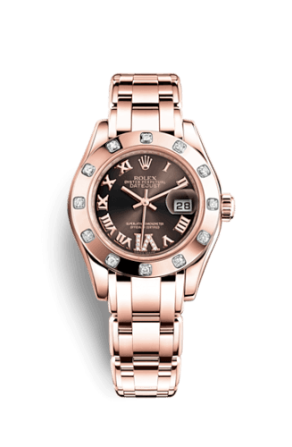 Rolex Datejust Pearlmaster 29 Everose Diamond / Chocolate Roman