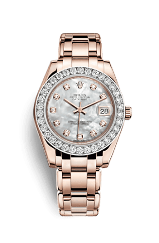 Rolex Datejust Pearlmaster 34 Everose Diamond Mother of Pearl Diamonds