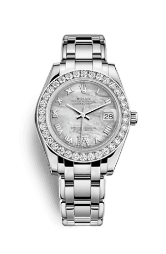 Rolex Datejust Pearlmaster 34 White Gold Diamond Mother of Pearl Roman