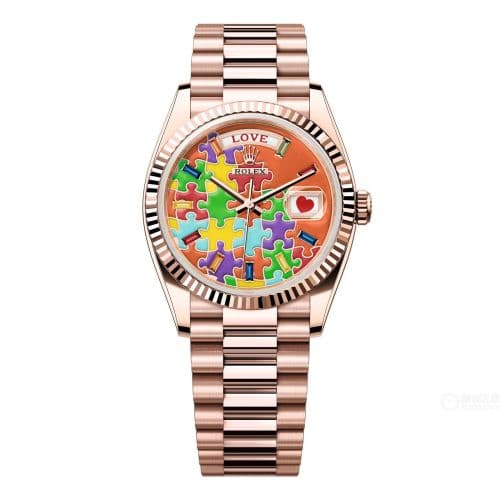 Rolex Day-Date 36 Everose Gold - Fluted / Emoji Puzzle