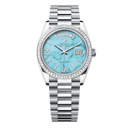 Rolex Day-Date 36 Platinum - Baguette / Turquoise / President