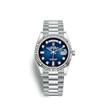 Rolex Day-Date 36 Platinum - Fluted / Blue Ombré / President