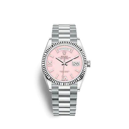 Rolex Day-Date 36 Platinum - Fluted / Pink Opal / President