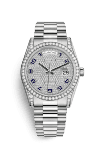 Rolex Day-Date 36 White Gold Diamonds / President / Paved Arabic