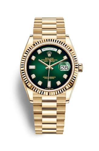 Rolex Day-Date 36 Yellow Gold / Fluted / Green Ombré-Diamond / President
