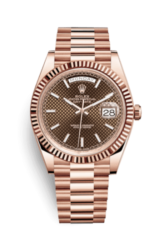 Rolex Day-Date 40 Everose / Chocolate Diagonal Motif