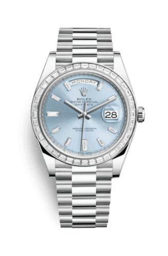 Rolex Day-Date 40 Platinum - Baguette / Ice Blue - Baguette