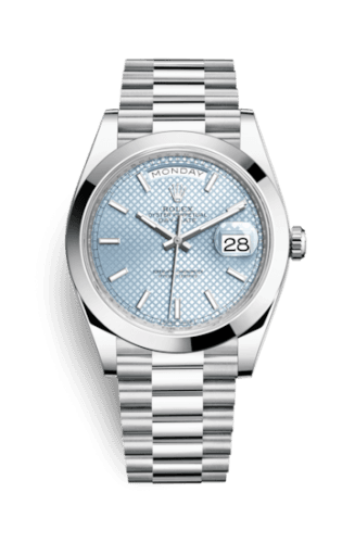 Rolex Day-Date 40 Platinum / Ice Blue Diagonal Motif