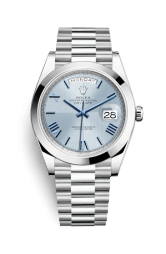 Rolex Day-Date 40 Platinum / Ice Blue Quadrant Motif