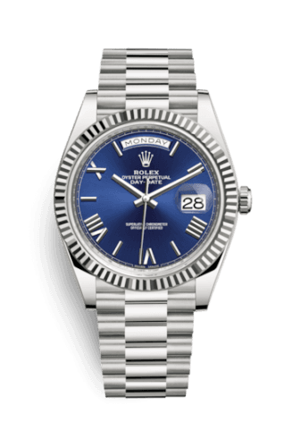 Rolex Day-Date 40 White Gold / Blue - Roman