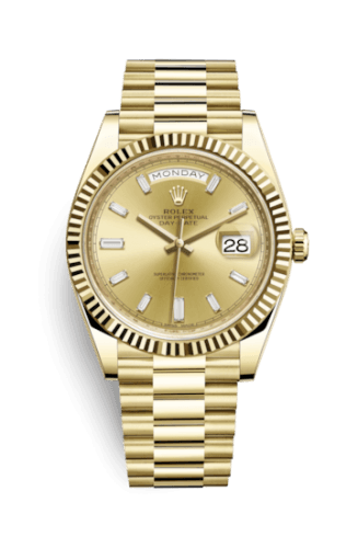 Rolex Day-Date 40 Yellow Gold / Champagne - Baguette