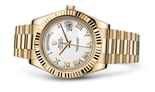 Rolex Day-Date II Yellow Gold Fluted White Roman