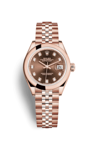 Rolex Lady-Datejust 28 Everose Domed / Jubilee / Chocolate Diamond