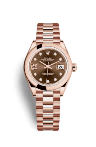 Rolex Lady-Datejust 28 Everose Domed / President / Chocolate Diamond