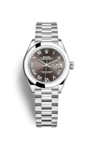 Rolex Lady-Datejust 28 Platinum Domed / President / Dark Grey Roman