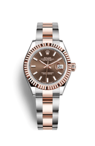 Rolex Lady-Datejust 28 Rolesor Rose Fluted / Oyster / Chocolate