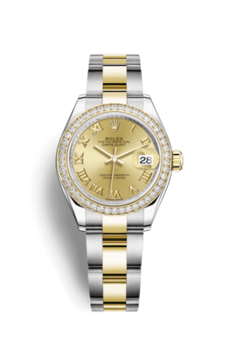 Rolex Lady-Datejust 28 Rolesor Yellow Diamond / Oyster / Champagne Roman