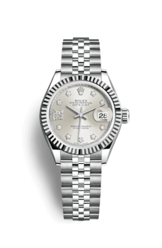 Rolex Lady-Datejust 28 Stainless Steel Fluted / Silver - Diamond / Jubilee
