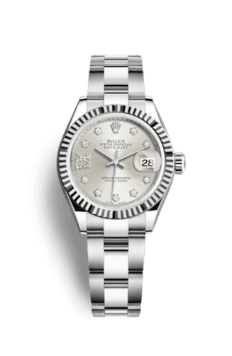Rolex Lady-Datejust 28 Stainless Steel Fluted / Silver - Diamond / Oyster