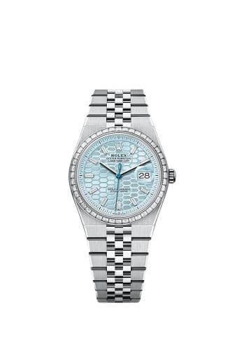 Rolex Land-Dweller 36 Platinum - Baguette / Ice Blue / Flat Jubilee