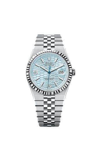Rolex Land-Dweller 40 Platinum / Ice Blue / Flat Jubilee