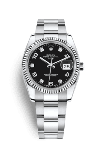 Rolex Oyster Perpetual Date 34 Stainless Steel Fluted / Oyster / Black Arabic