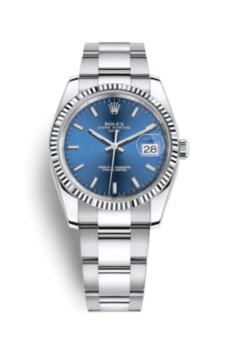Rolex Oyster Perpetual Date 34 Stainless Steel Fluted / Oyster / Blue