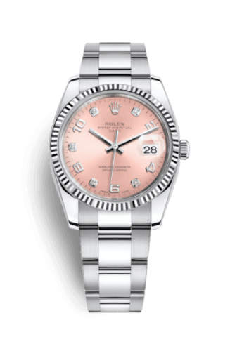 Rolex Oyster Perpetual Date 34 Stainless Steel Fluted / Oyster / Pink Arabic