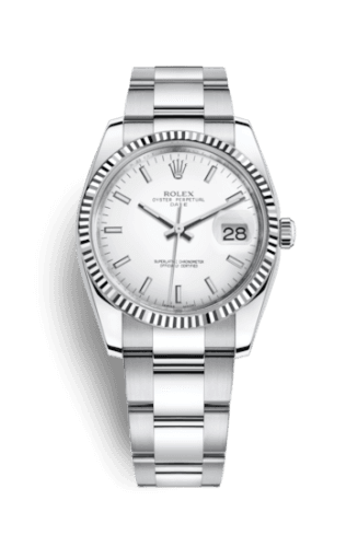 Rolex Oyster Perpetual Date 34 Stainless Steel Fluted / Oyster / White