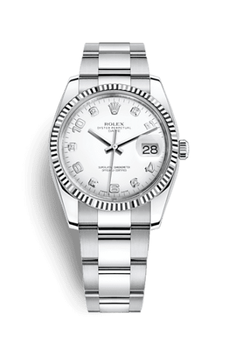 Rolex Oyster Perpetual Date 34 Stainless Steel Fluted / Oyster / White Arabic