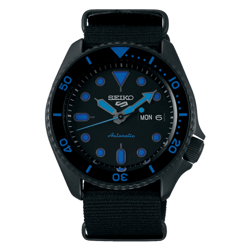 Seiko 5 Sports Street Style Hard Coating / Black - Blue / NATO