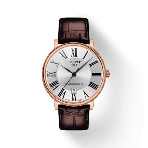 Tissot Carson Premium Powermatic 80 Rose Gold PVD / Silver / Strap