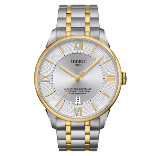 Tissot Chemin Des Tourelles Powermatic 80 COSC 42 Stainless Steel / Yellow Gold PVD / Silver / Bracelet