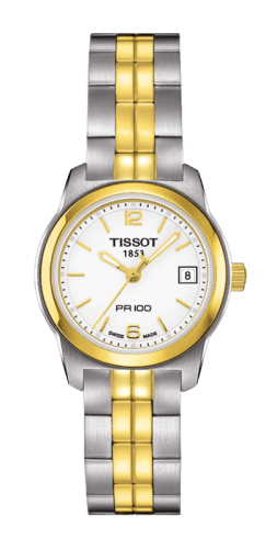 Tissot PR 100 Quartz 24.5 Stainless Steel / Yellow Gold PVD / White / Bracelet